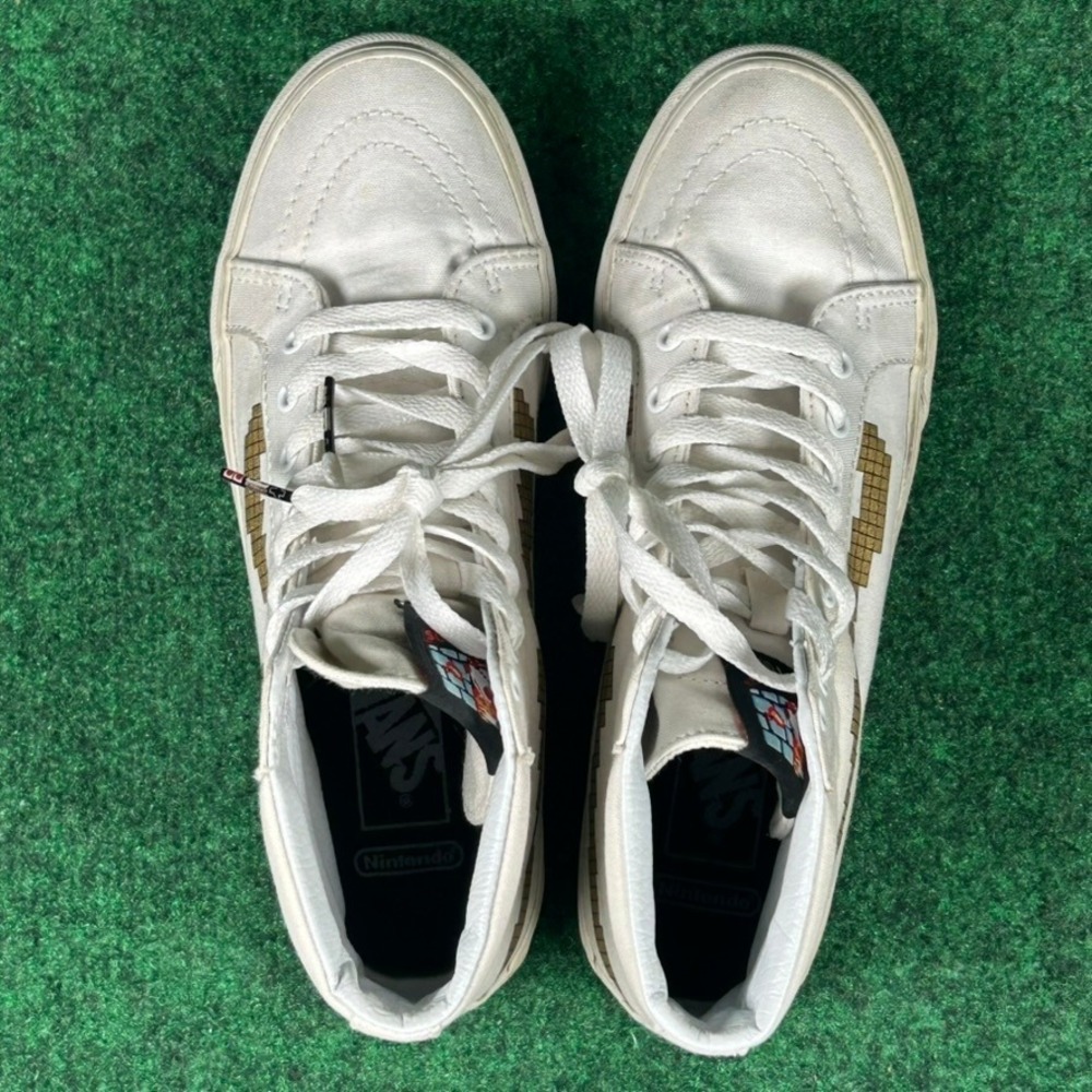 Vans x Nintendo Sk8-Hi Super Mario Bros White Gold Pixel Sneakers 721278 Men 6.5 - Picture 6 of 9